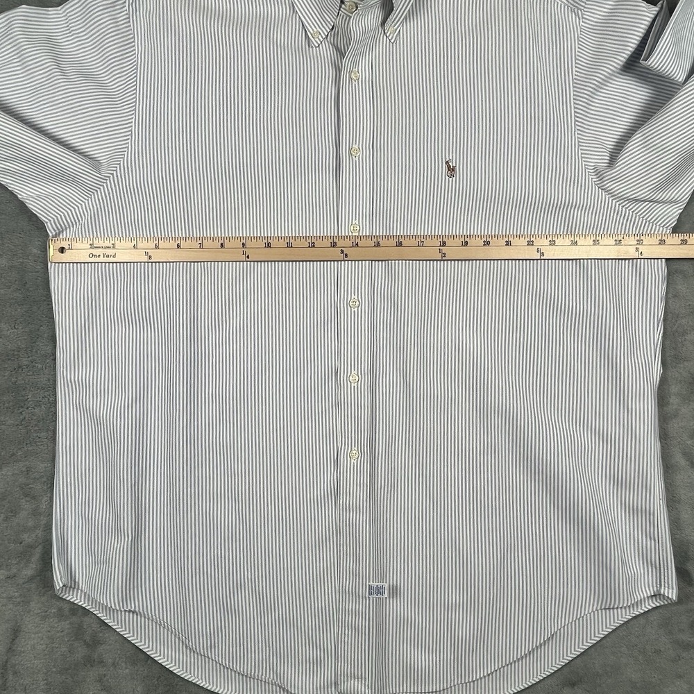 Vtg Polo Ralph Lauren Yarmouth cotton Oxford LS Shirt Men's 17.5-35 Blue Striped - Picture 8 of 10